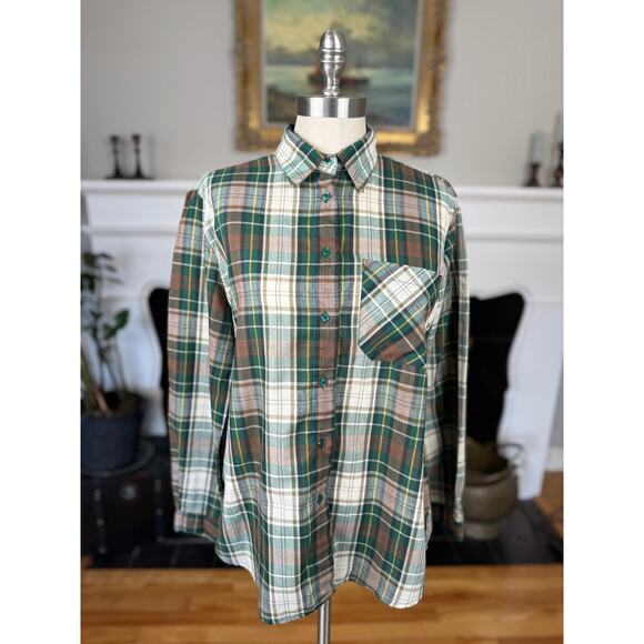 Vintage Plaid Shirt, Green Brown Plaid Button Down Shirt, 70s 80s, Medium, Scout - Picture 2 of 10